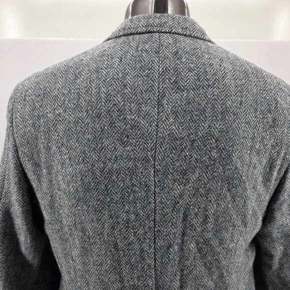 Jos A Bank Mens Harris Tweed Blue Gray Herringbone Unstructured Sports Coat 44 - Picture 5 of 10